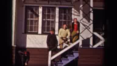 Sebring Ohio USA (1942): People On The Stairs In Front Of The White House With