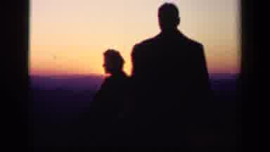 Skyline Drive Virginia USA (1943): A Couple Standing In Front Of A Purple Sunset A
