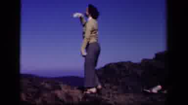 Skyline Drive Virginia USA (1943): Woman In White Gloves Jumping Dancing In The
