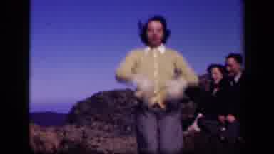 Skyline Drive Virginia USA (1943): Young Woman Hams It Up For The Camera And Makes