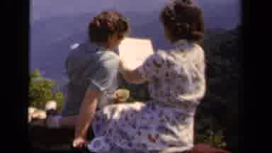 Skyline Drive Virginia USA (1943): Vintage Grainy Video Of Two Women Looking At A