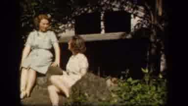 Skyline Drive Virginia USA (1943): Two Women Talking And Relaxing Outside