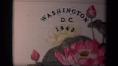 Washington DC USA-1943: Hand-Painted Lotus Flowers With Washington D.C. 1943 Text