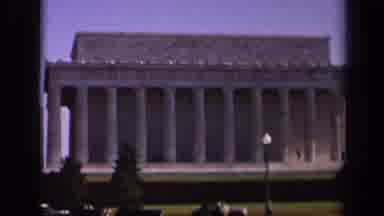 Washington DC USA (1943): White Building Cars Driving Light Pole People Standing