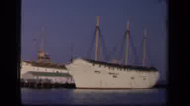 Washington DC USA (1943): White Ships Standing Still In Harbor With A House In