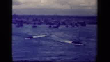Leyte Gulf Philippines (1944): View Of Pair Of Objects Swimming Through Water On A