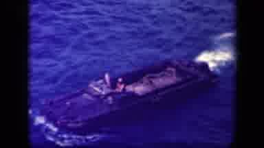 Leyte Gulf Philippines (1944): Old School Video Of A Boat At Sea With; One Person