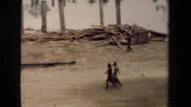 Papua New Guinea (1944): People Walking Through Recently Chopped Down Area Of