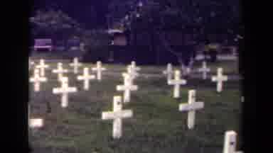 Papua New Guinea (1944): Column View Of A Cemetery Filled With White Cross