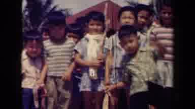 Kauai Hawaii USA (1944): Group Of Children Standing Outside