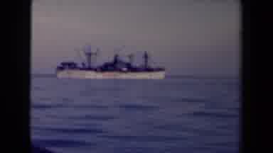 France (1945): Cool Big Ship Sailing Around In The Middle Of The Sea And Coming