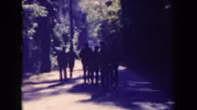 France (1945): Six People Walking In Forest Sunny Summer Day Having Fun