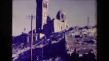 France (1945): Tall White Building On Rocky Hillside Overlooking Large White Town