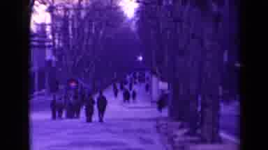 France (1945): People In Coats Walking Down A Snowy Street With Lots Of Trees