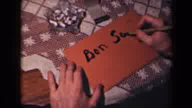France (1945): Hand Writing Greeting Message Using Dark Ink Dip Pen Holding Down