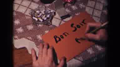 France (1945): Bonsoir - Good Evening French Being Written Onto An Orange Envelope