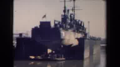 Netherlands (1946): Large Metal American Military Warship Docked In Water While