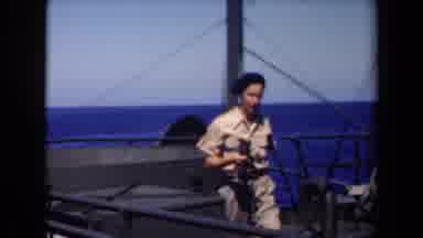 Netherlands (1946): Khaki Clad Sailor With Beret Disembarking Boat With Camera In