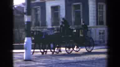 Netherlands (1946): Two Men On A Horse And Carriage Barreling By A Narrow Canal On