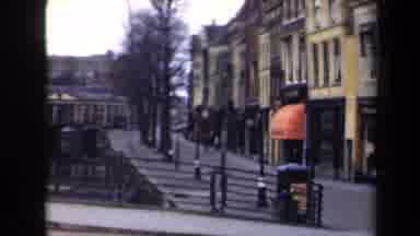 Netherlands (1946): European Street Scene Steps Food Vendors Light Posts Urban