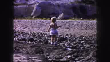 Kansas City Missouri (1959): Little Girl On Rocks Walks Along Carefully Close To