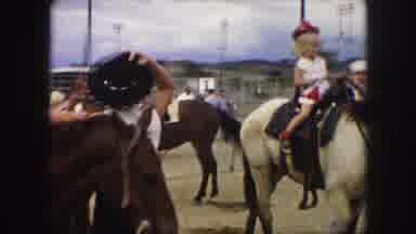 Kansas City Missouri (1959): Small Girl Riding A Horse In A Small Town Rodeo Arena