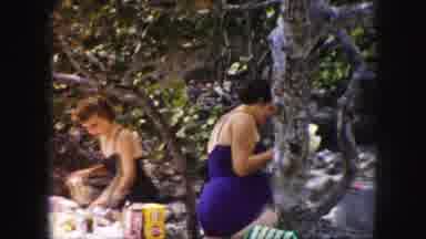 Kansas City Missouri (1959): Two Women Outside In Bikini Settings To Eat