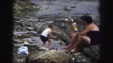 Kansas City Missouri (1959): A Mom And Her Kids Playing At A Creek