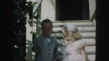 Kansas City Missouri (1959): Toddler Boy And Girl Walking Down The Stairs To Go
