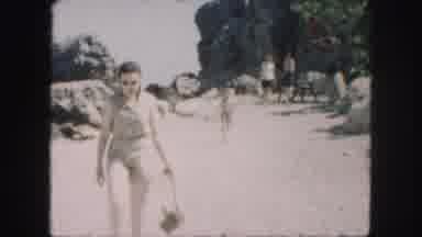 Kansas City Missouri (1959): Children Playing On Beach While On Vacation With