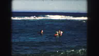Kansas City Missouri (1959): Family Swimming In The Ocean With Large Waves