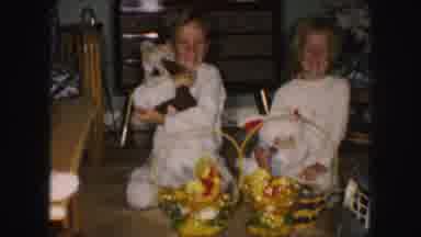 Kansas City Missouri (1959): Brother And Sister Enjoying Opening Their Easter
