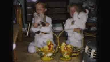 Kansas City Missouri (1959): Two Adolescent Children Dressed In Fuzzy Pajamas