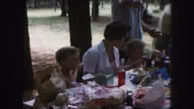 Kansas City Missouri (1959): Large Family Eating At A Picnic With Lots Of Food And