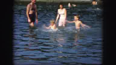 Kansas City Missouri (1959): Family Swimming In Recreational Water And Kids