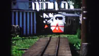 Kansas City Missouri (1959): Old Time Train On Train Tracks Small Children Riding