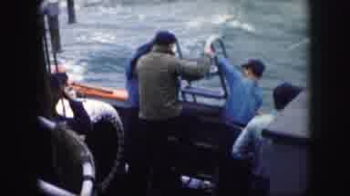 Kansas City Missouri (1959): Four Grown Men Working Together To Put A Metal Ladder