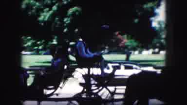 Kansas City Missouri (1959): People In A Gig With 2 Horses During A Sunny Day