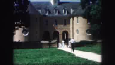 Kansas City Missouri (1959): Family Walking Around Outside Large Mansion
