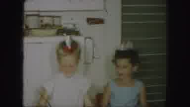 Kansas City Missouri (1959): Birthday Hat Five Kids Happy Mom Kitchen Party White