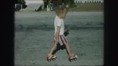 Kansas City Missouri (1959): Little Kid Trying To Learn How To Roller Skate With