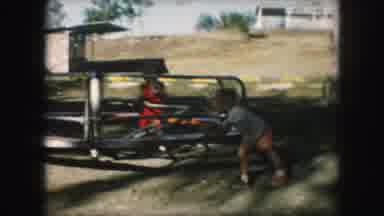 Kansas City Missouri (1959): Young Child Running Start Merry Go Round Little Girl