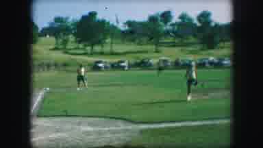 Kansas City Missouri (1959): Softball Team On A Field Warming Up Before A Game On