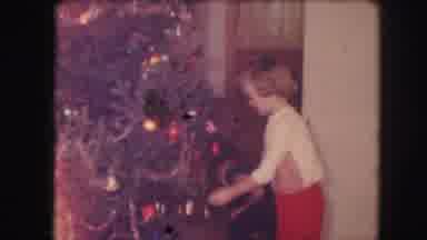 Kansas City Missouri (1959): Children Decorating Their Christmas Tree With Lights