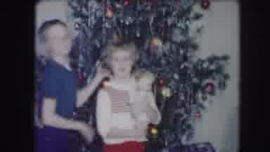 Kansas City Missouri (1959): Brother And Sister In Front Of Christmas Tree Home