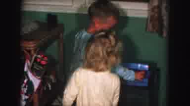 Kansas City Missouri (1959): Mum Is Helping Little Baby Brother How To Open Box At
