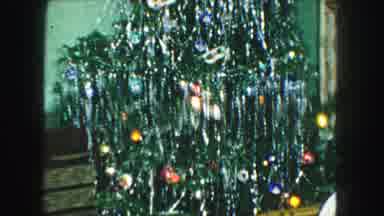 Kansas City Missouri (1959): Decorated Christmas Tree With Silver Tinsel Colorful