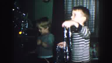 Kansas City Missouri (1959): A Family Two Boys And An Adult Decorating A Christmas
