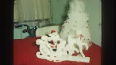 Kansas City Missouri (1959): Christmas Holiday White Small Table Santa Reindeer
