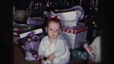 Lynbrook New York (1975): Two Babies Sitting Near Christmas Tree With Presents